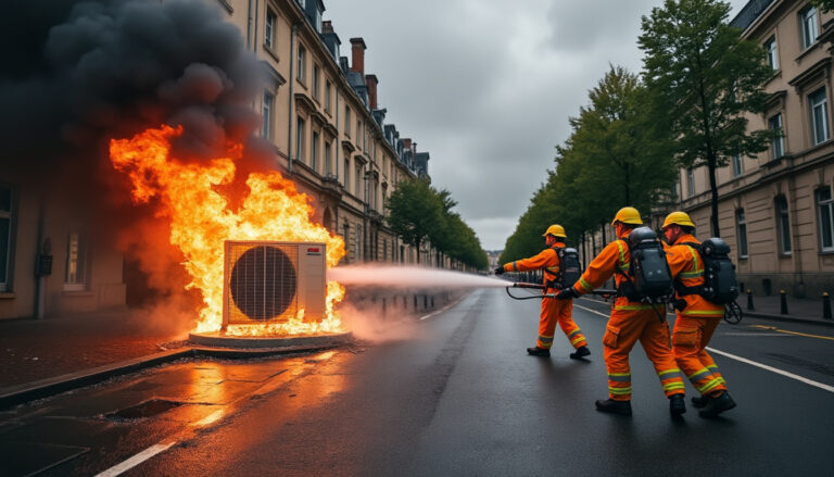 découvrez l'incident étonnant à caen où un climatiseur a pris feu. grâce à l'intervention rapide des ouvriers, le feu a été maîtrisé avant l'arrivée des pompiers. une situation qui souligne l'importance de la réactivité en cas d'urgence.